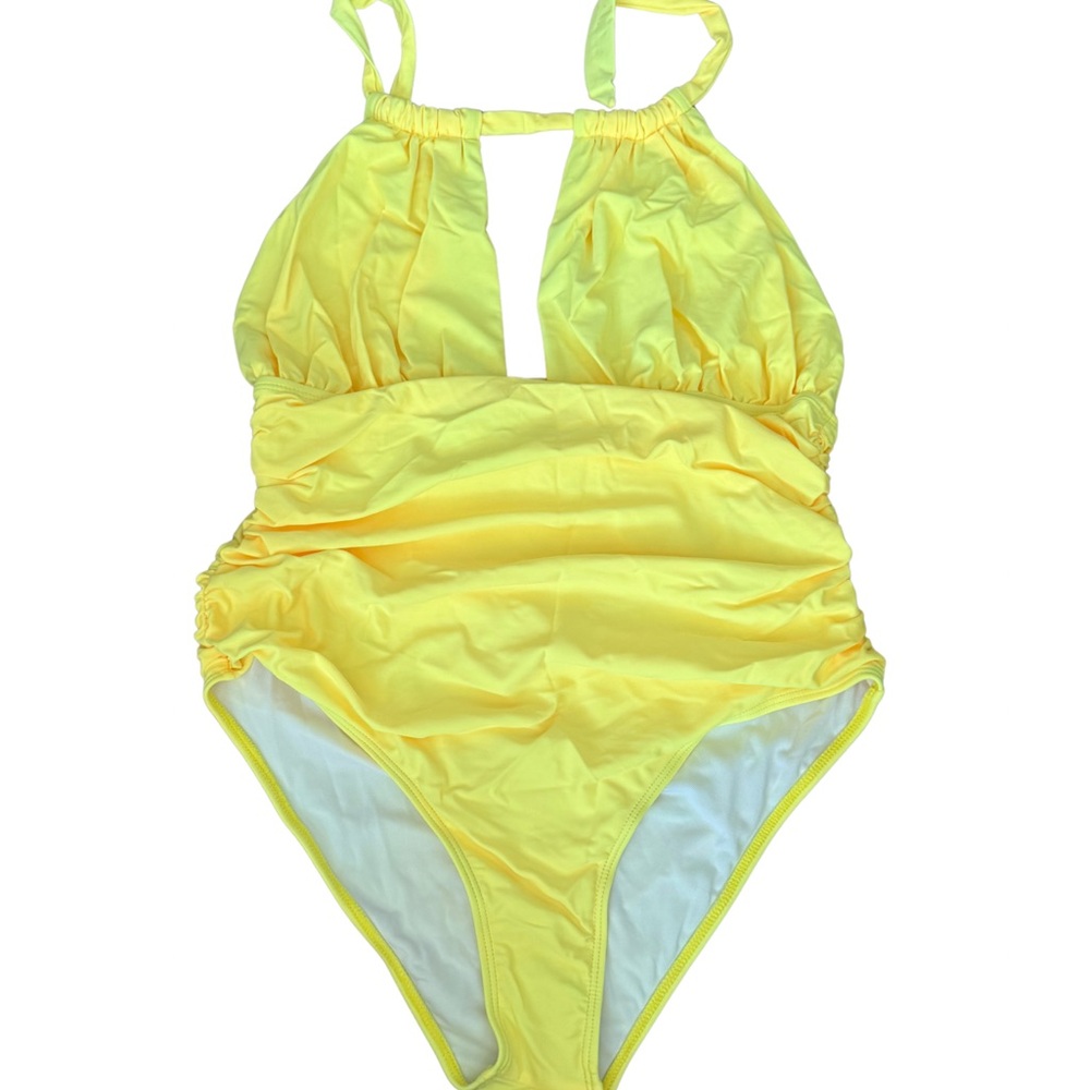SHEIN Yellow Women's One Piece Swimsuit